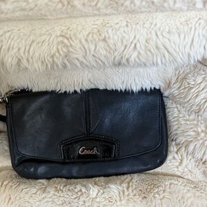 Vintage COACH Black Leather Ashley Evening Clutch/Credit Card Wallet Wristlet